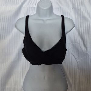 Time and Tru Women's Large Padded Black Swim Top With Gold Hardware